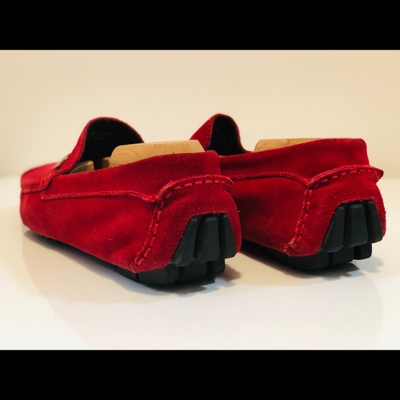 Red Suede Driving Shoes (Loafers) - Picture 2 of 7